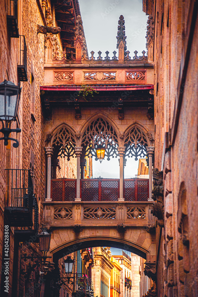 Barcelona. Gothic quarter of Barcelona. Catalonia. Spain, 2021