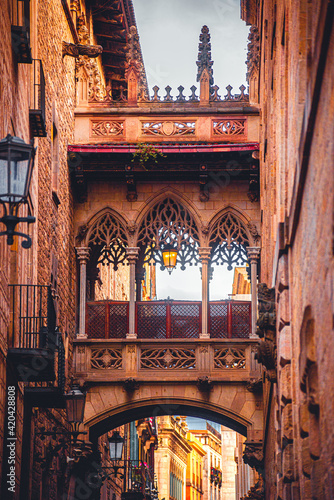 Obraz na płótnie Barcelona. Gothic quarter of Barcelona. Catalonia. Spain, 2021 w salonie