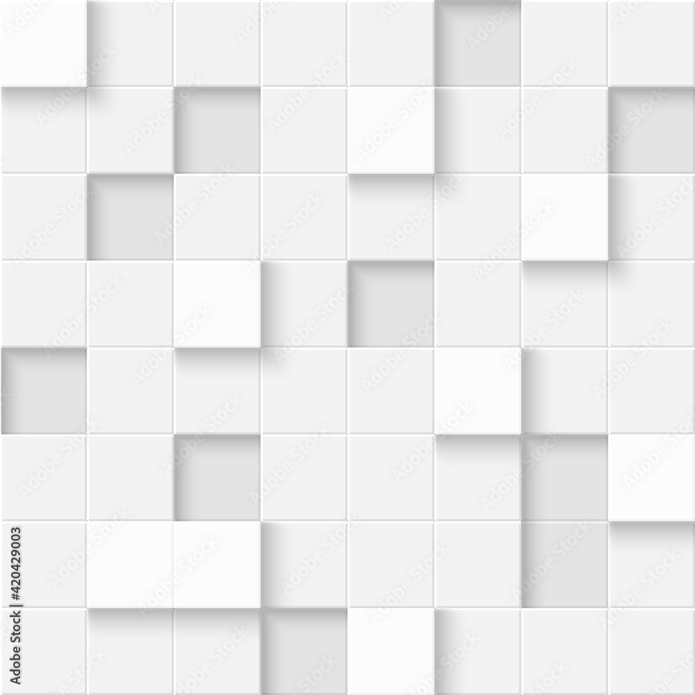 3d cubes seamless pattern. White ceramic tile background. Abstract square mosaic. 3d cubes seamless pattern. White ceramic tile background. Abstract square mosaic.