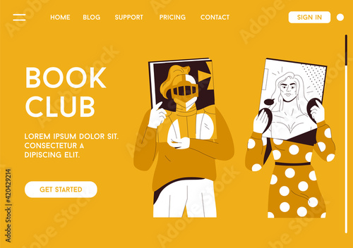 Vector landing page of Book club concept