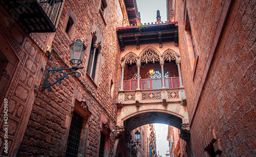 Obraz na płótnie Barcelona. Gothic quarter of Barcelona. Catalonia. Spain, 2021 w salonie