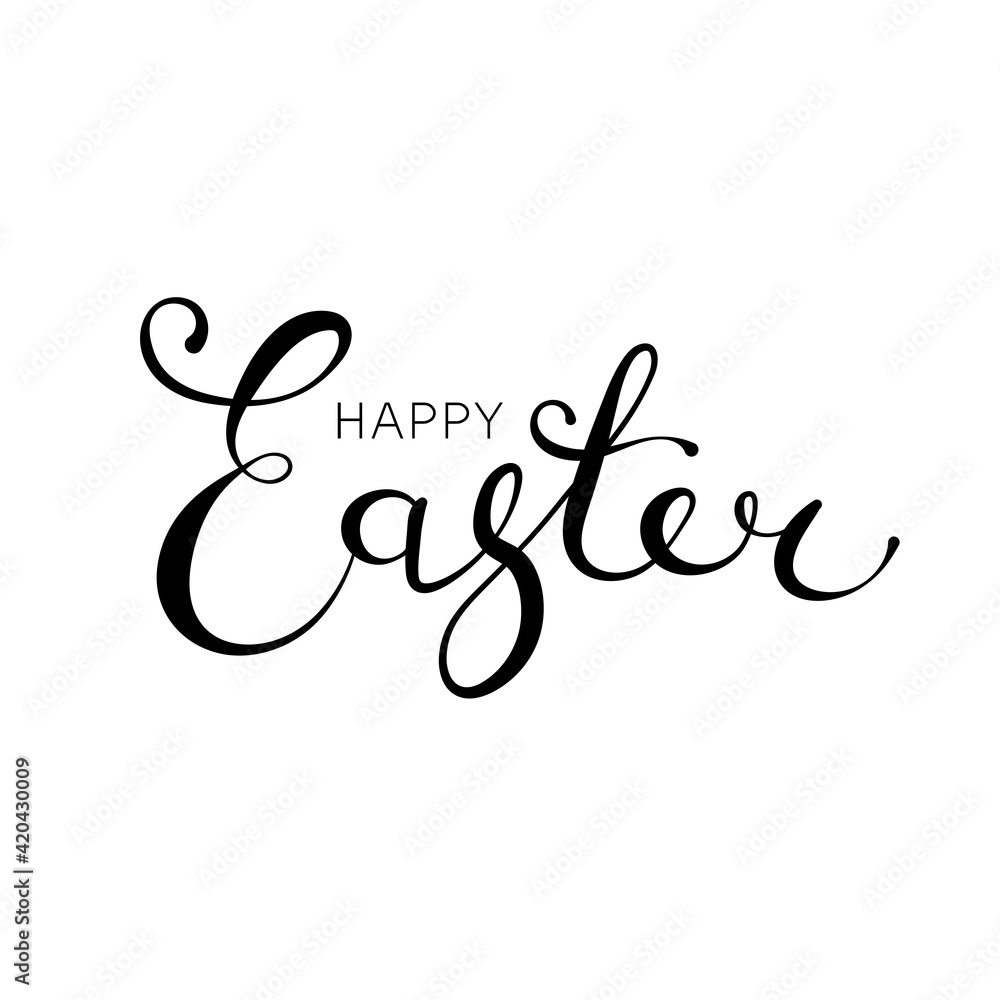 Fototapeta premium Handwritten lettering Happy Easter, calligraphic design element for greeting cards and invitations.