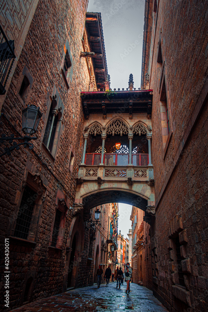 Barcelona. Gothic quarter of Barcelona. Catalonia. Spain, 2021
