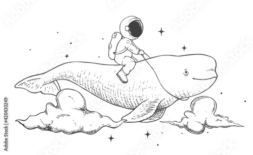 astronaut flying on a beluga