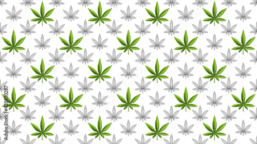 Marijuana or cannabis leafs weed seamless pattern