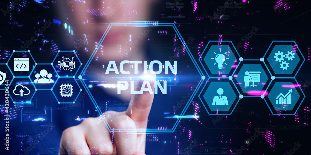 Business, Technology, Internet and network concept. Concept meaning proposed strategy or course of actions for certain time Business, Technology, Internet and network concept. Concept meaning proposed strategy or course of actions for certain time