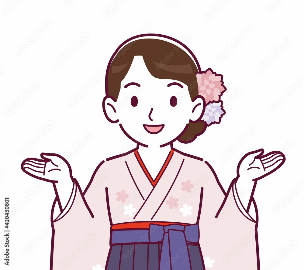 羽織袴を着た女性 羽織袴を着た女性