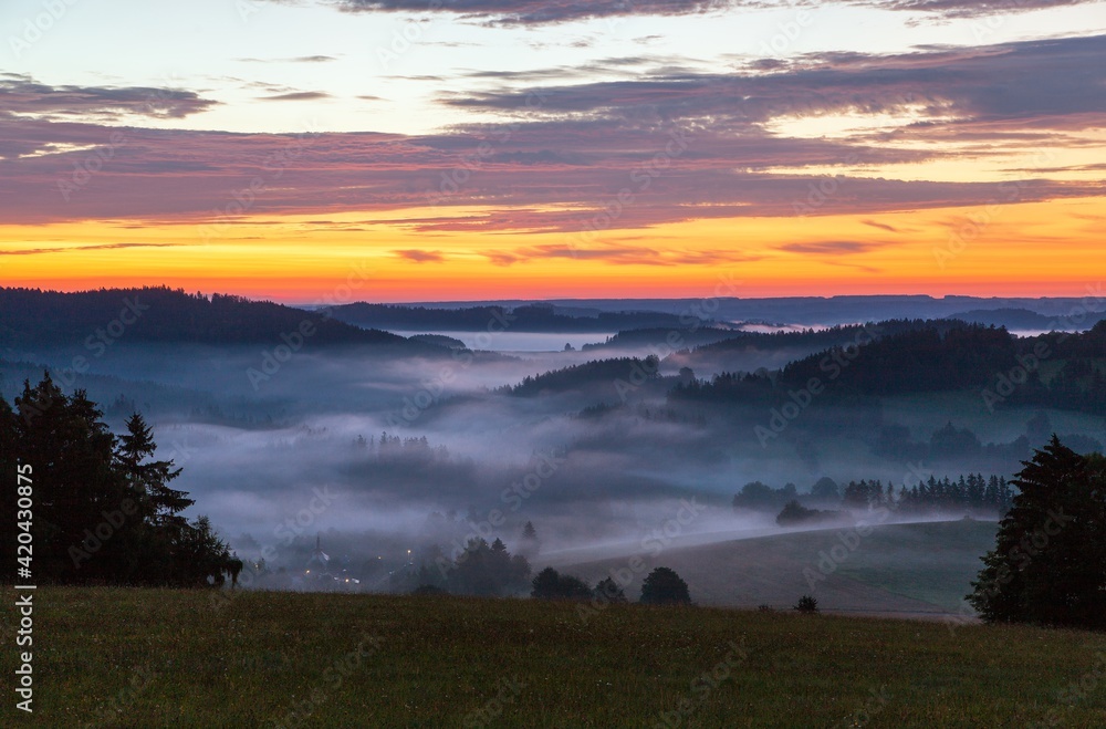 Fototapeta premium Morning panoramic sunset view from zdarske vrchy