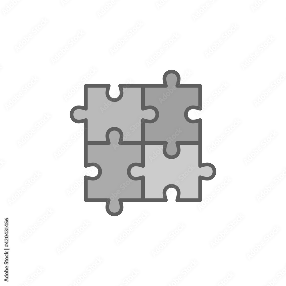 Four Piece Puzzle vector concept icon or symbol Four Piece Puzzle vector concept icon or symbol