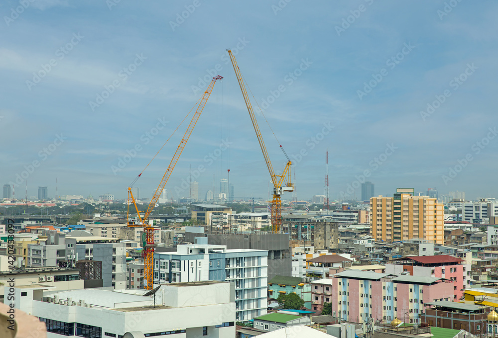 Working at height equipment. device for worker sky as a background. Working at height equipment. device for worker sky as a background.