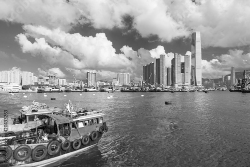 Konstfotografi Skyline of Victoria Harbor of Hong Kong city