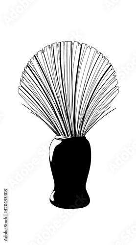 Monochrome shaving brush.  Isolated image on white background. vector illustration.