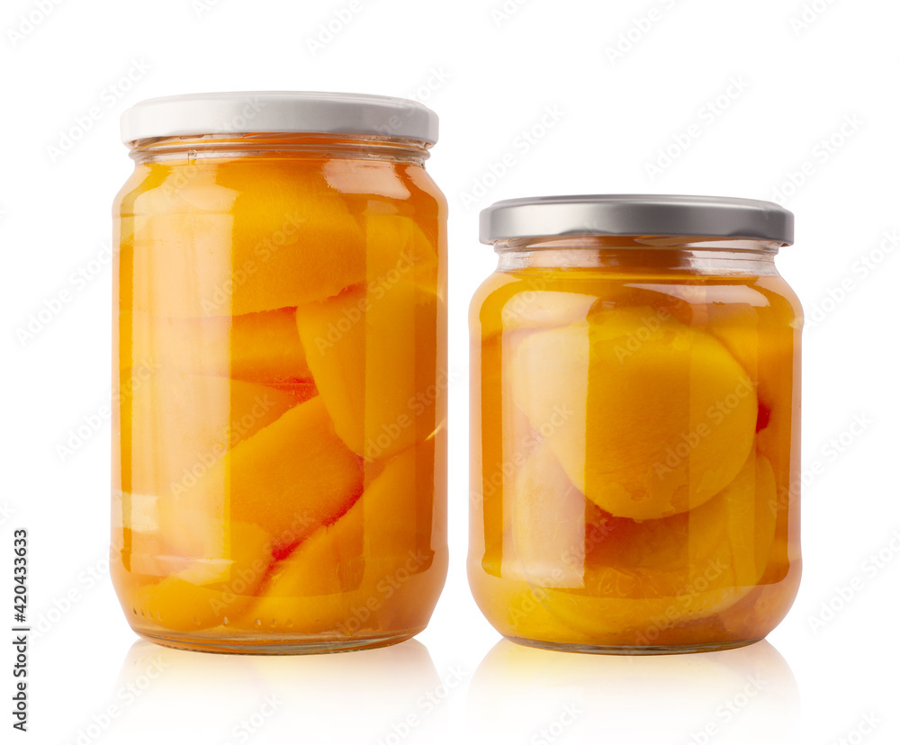 large apricot compote jars with no labels on white background large apricot compote jars with no labels on white background