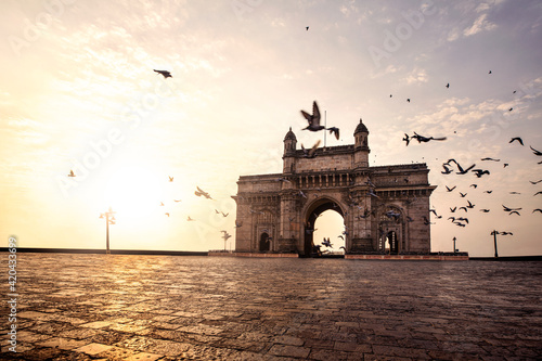 Gateway of India, Mumbai Maharashtra monument landmark famous place  magnificent view without people sunset photo