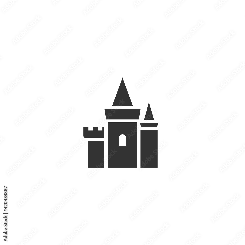 Magic farirytale Castle. cartoon icon. Tower, fortress. fairy tale, magic, fantasy logo.