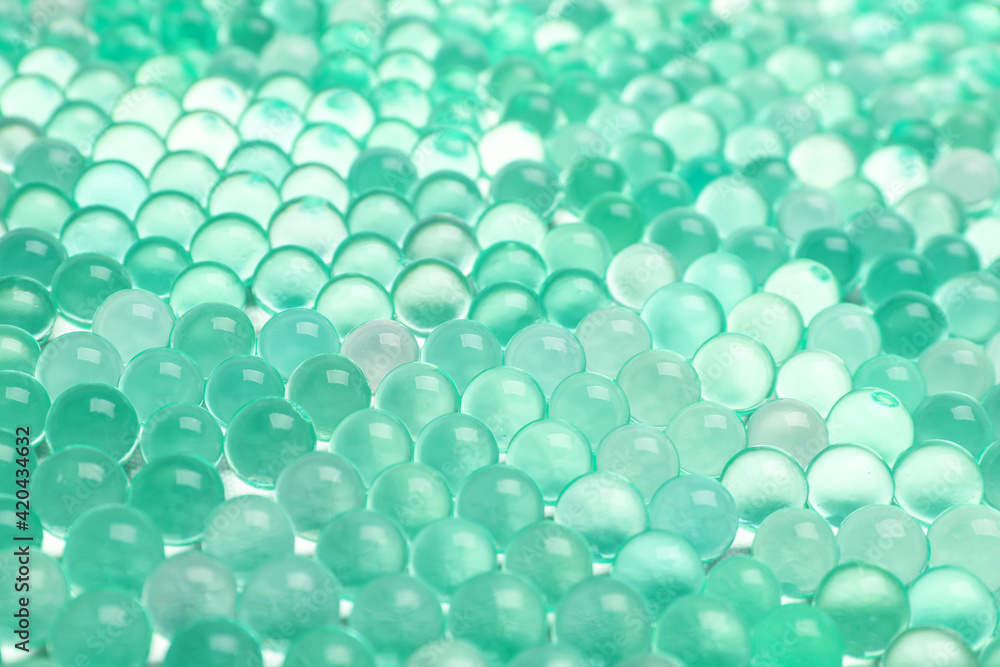 Closeup view of mint vase filler as background. Water beads Closeup view of mint vase filler as background. Water beads