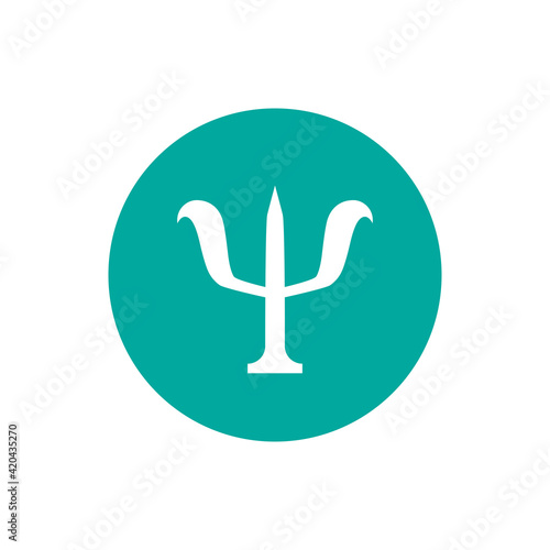 Logo for psychologists. White letter Psi in blue circle.