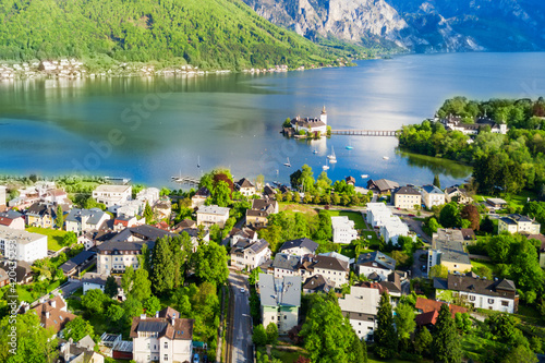 Gmunden castle aerial view