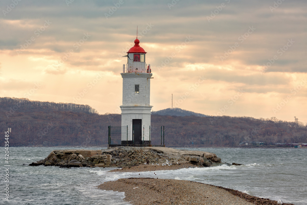 Lighthouse Tokarevskiy in Vladivostok, Russia