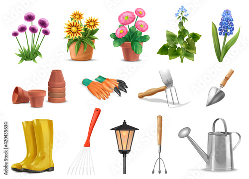 Realistic Garden Tools Set
