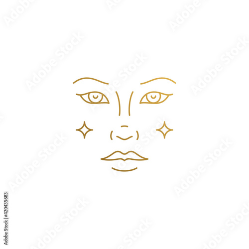 Vector icon of shiny face hand drawn with thin lines