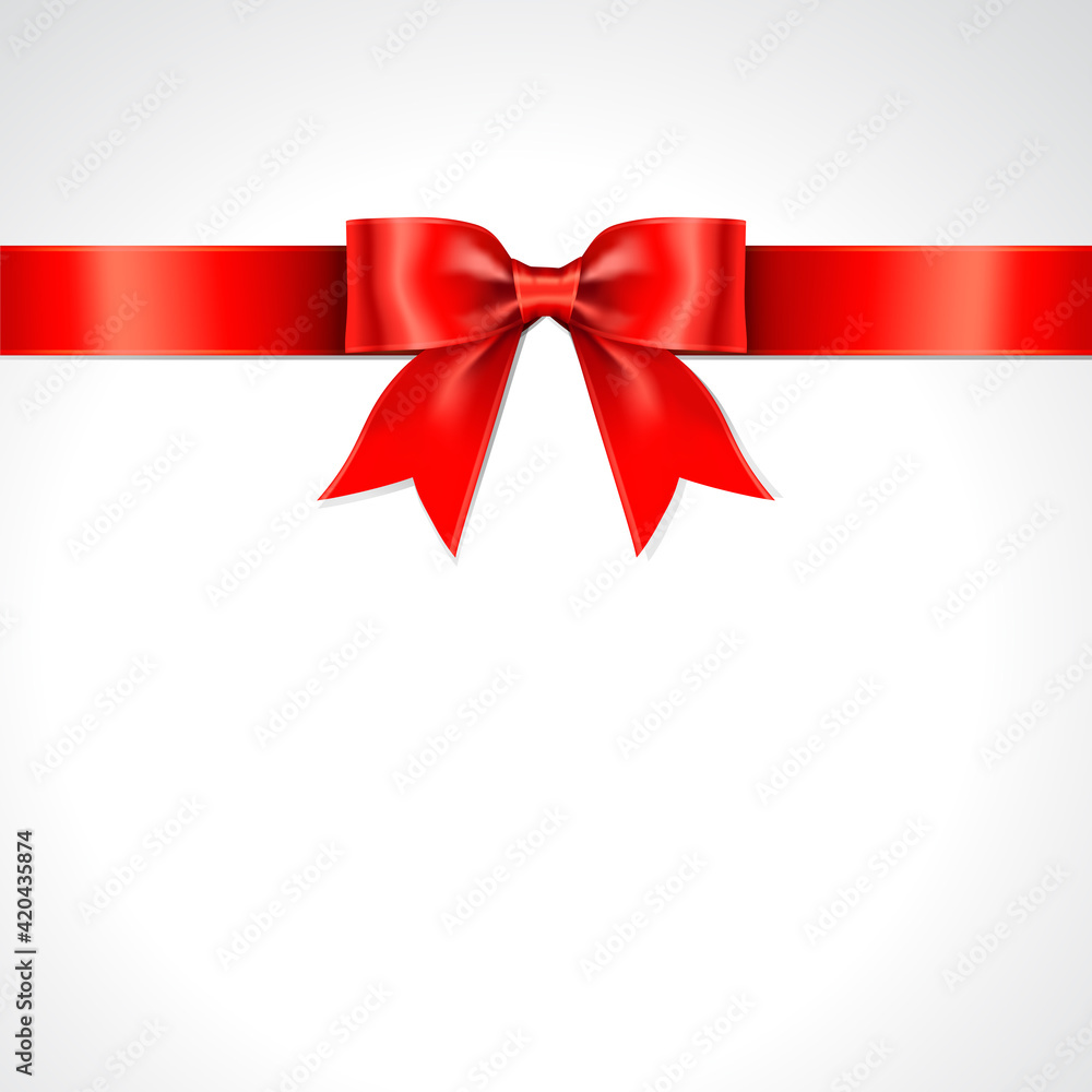 Red Ribbon Bow Top View Vector on White Background. Red Ribbon Bow Top View Vector on White Background.
