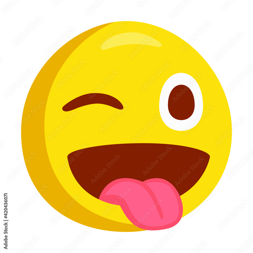 Fototapeta premium Winking Face With Tongue Emoji Icon Illustration. Crazy Vector Symbol Emoticon Design Doodle Vector.