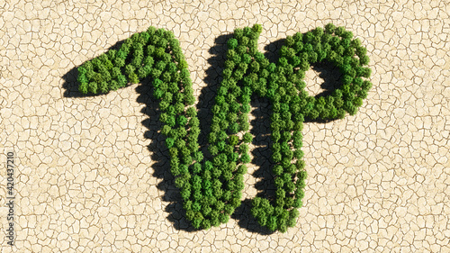 Concept or conceptual group of green forest tree on dry ground background as sign of capricorn zodiac sign. A 3d illustration symbol for  esoteric, the mystic, the power of prediction of astrology