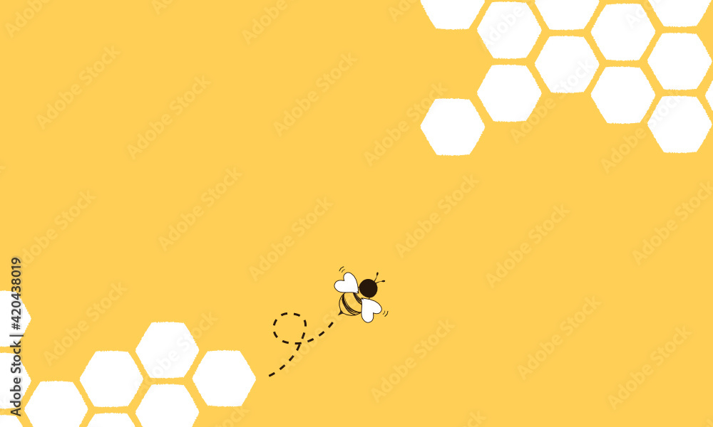 Flying Bee with honeycomb isolated on white background vector ...