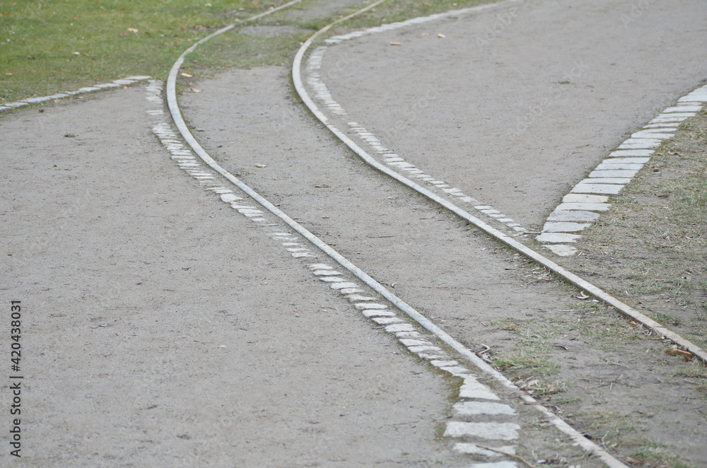 railway crossing a walking path