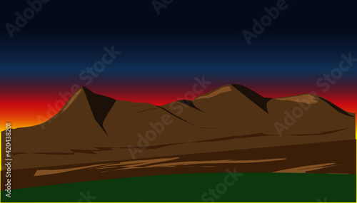 landscape with sunset