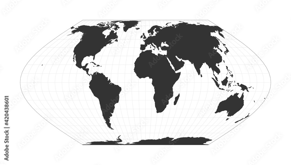 Vecteur Stock Map Of The World Eckert Vi Projection Globe With