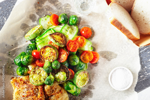 Vegetable stew with codfish.