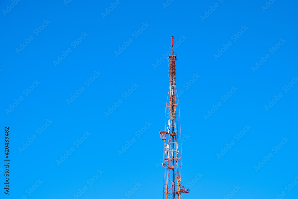 mobile telephone radio network antenna base station on telecommunication mast radiating signal mobile telephone radio network antenna base station on telecommunication mast radiating signal