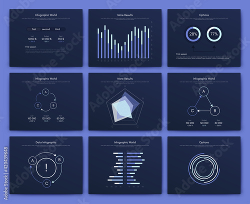 Modern infographic vector elements for business brochures. Use in website, corporate brochure, advertising and marketing..