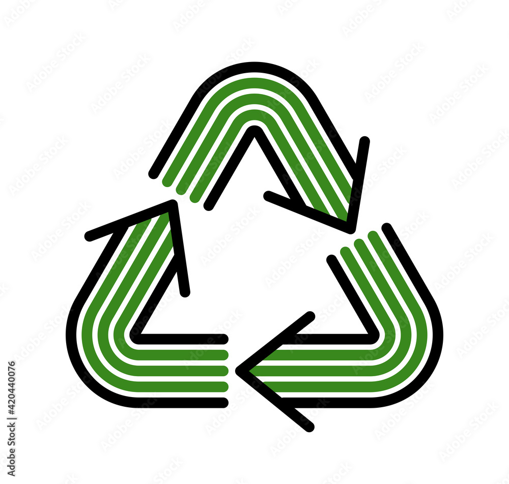 Recycle vector triangle icon in modern geometric linear style isolated on white, contemporary line symbol of environmental conservation. Recycle vector triangle icon in modern geometric linear style isolated on white, contemporary line symbol of environmental conservation.