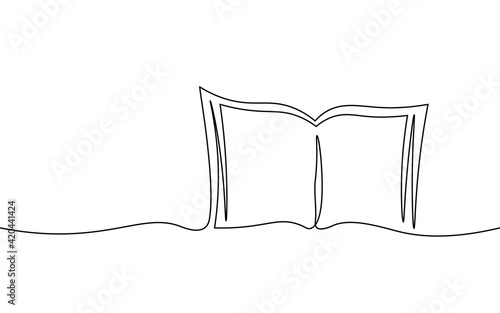 Single continuous line art education book. Learning apps master degree academy graduate online. Design one stroke sketch outline drawing vector illustration art