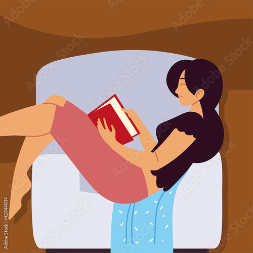 woman reading book