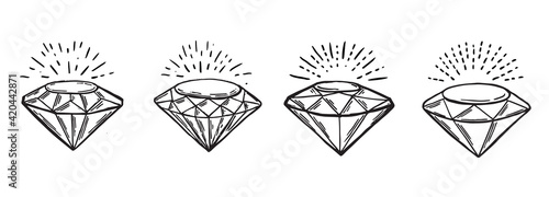 Diamonds set, Hand drawn style, vector illustration.	