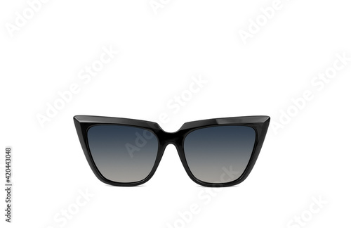 Black cat eye sunglasses isolated on white background.