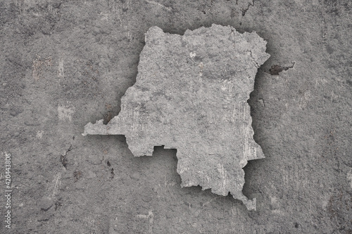Karte von Demokratische Republik Kongo auf verwittertem Beton