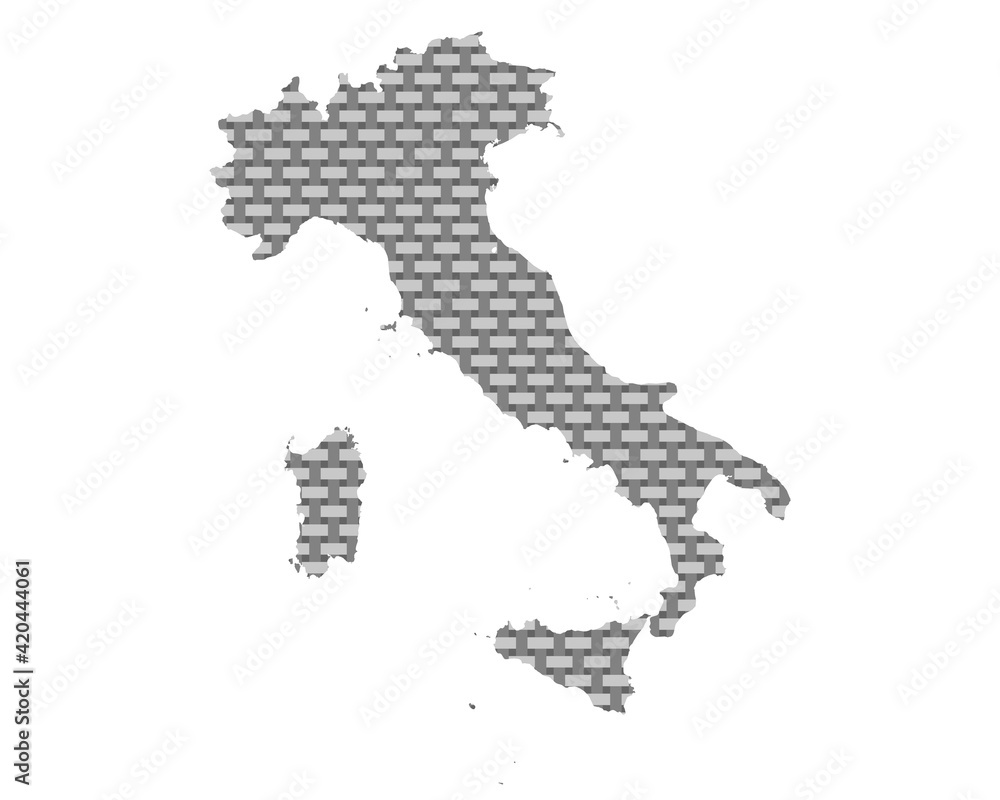 Karte von Italien auf grobem Gewebe