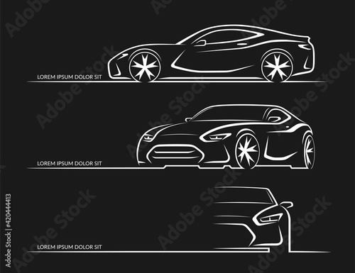 Set of sports car silhouettes. Vector illustration