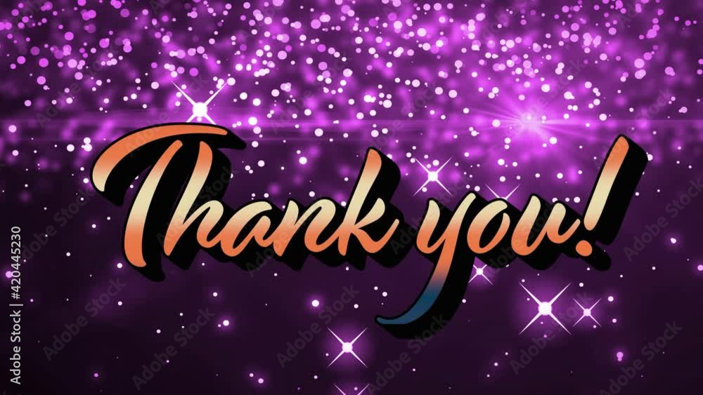 Animation of wow text in gradient orange over glowing purple glitter Animation of wow text in gradient orange over glowing purple glitter