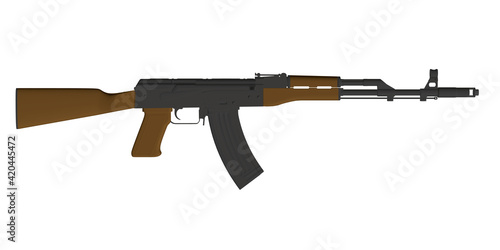 Detailed model of the Kalashnikov assault rifle. 3D. Vector illustration photo