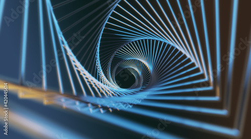 Fototapeta Naklejka Na Ścianę i Meble -  Abstract modern backdrop with view from the top on steel spokes spiral