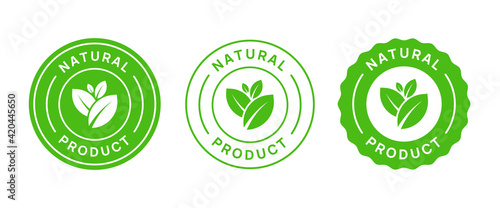 Natural Product Vector Icon Circle Sign. Healthy Food Emblem. Organic food Badge.