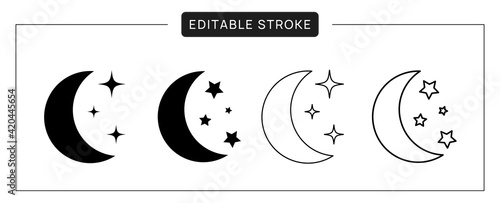 Modern Minimal Night Dreams Icon. Sleep sign. Shine Moonlight symbol.