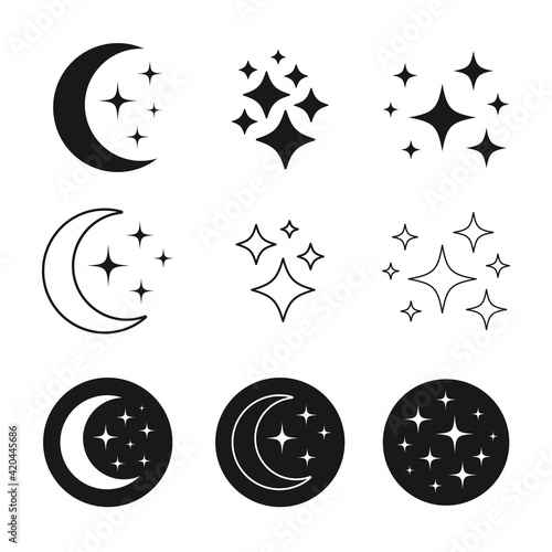 Set of Night icons, Dreams signs, Sleep Symbols vector design.