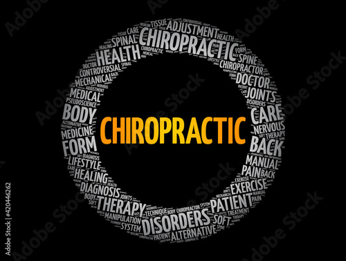 Chiropractic word cloud collage, concept background